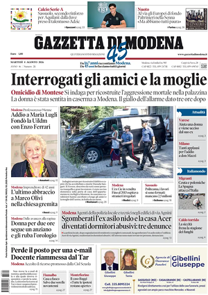 Prima pagina Gazzetta di Modena di oggi - Quotidiano regionale