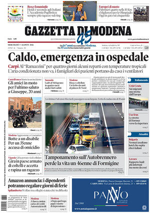 Prima pagina Gazzetta di Modena di oggi - Quotidiano regionale