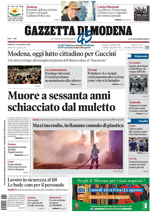 Prima pagina Gazzetta di Modena di oggi - Quotidiano regionale
