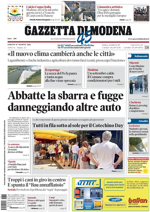 Prima pagina Gazzetta di Modena di oggi - Quotidiano regionale
