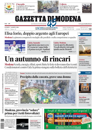 Prima pagina Gazzetta di Modena di oggi - Quotidiano regionale