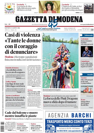 Prima pagina Gazzetta di Modena di oggi - Quotidiano regionale
