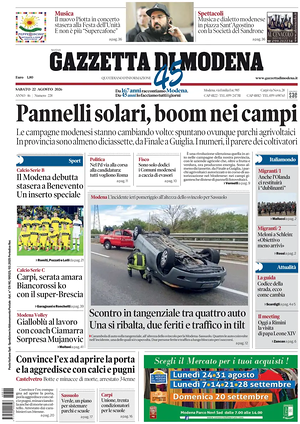 Prima pagina Gazzetta di Modena di oggi - Quotidiano regionale