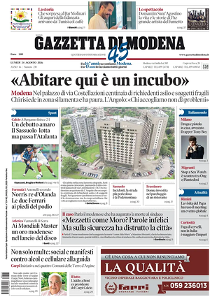 Prima pagina Gazzetta di Modena di oggi - Quotidiano regionale
