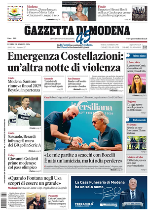 Prima pagina Gazzetta di Modena di oggi - Quotidiano regionale