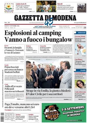 Prima pagina Gazzetta di Modena di oggi - Quotidiano regionale