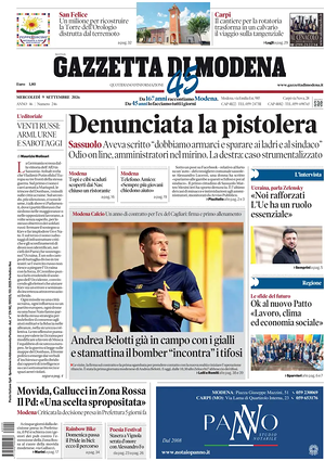 Prima pagina Gazzetta di Modena di oggi - Quotidiano regionale
