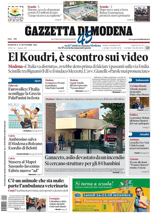 Prima pagina Gazzetta di Modena di oggi - Quotidiano regionale