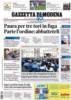 Prima pagina Gazzetta di Modena di oggi - Quotidiano regionale
