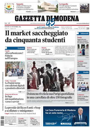 Prima pagina Gazzetta di Modena di oggi - Quotidiano regionale