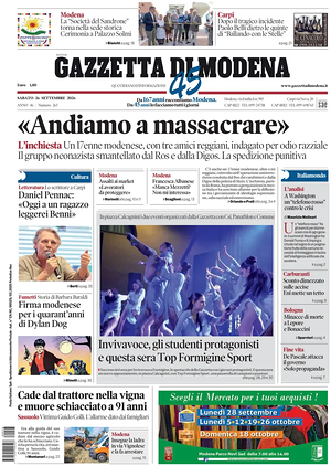Prima pagina Gazzetta di Modena di oggi - Quotidiano regionale