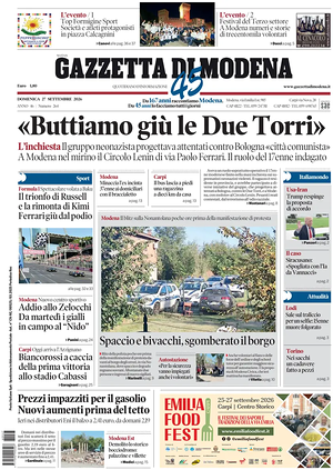 Prima pagina Gazzetta di Modena di oggi - Quotidiano regionale