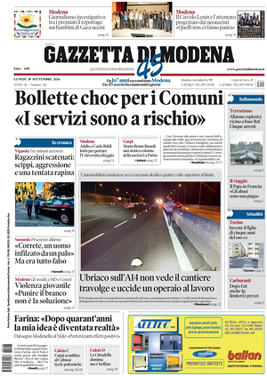 Prima pagina Gazzetta di Modena di oggi - Quotidiano regionale
