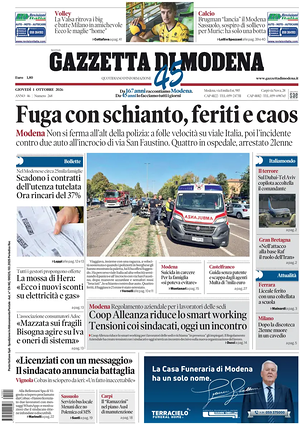 Prima pagina Gazzetta di Modena di oggi - Quotidiano regionale