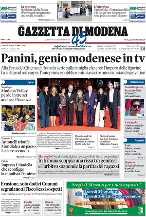 Prima pagina Gazzetta di Modena di oggi - Quotidiano regionale