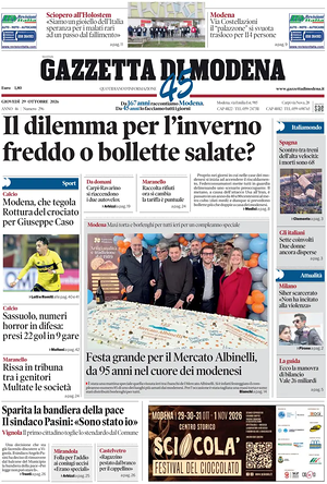 Prima pagina Gazzetta di Modena di oggi - Quotidiano regionale