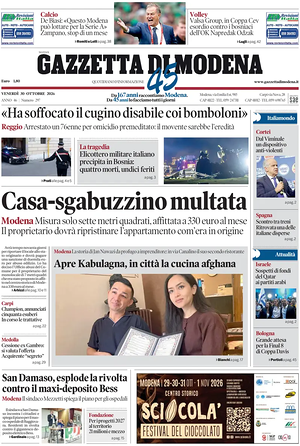 Prima pagina Gazzetta di Modena di oggi - Quotidiano regionale