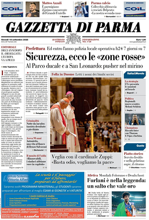 Prima pagina Gazzetta di Parma di oggi - Quotidiano regionale