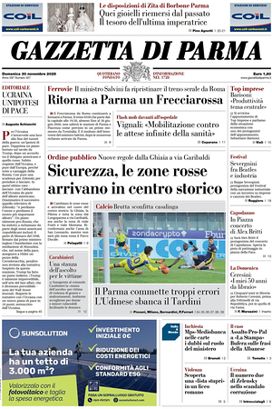 Prima pagina Gazzetta di Parma di oggi - Quotidiano regionale