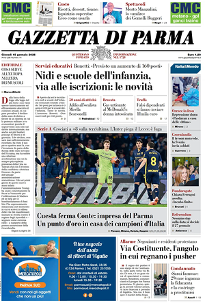 Prima pagina Gazzetta di Parma di oggi - Quotidiano regionale