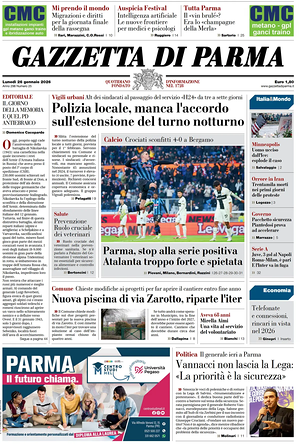 Prima pagina Gazzetta di Parma di oggi - Quotidiano regionale