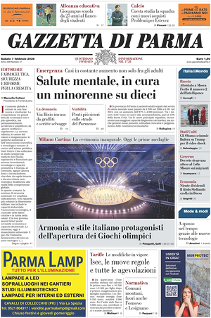 Prima pagina Gazzetta di Parma di oggi - Quotidiano regionale