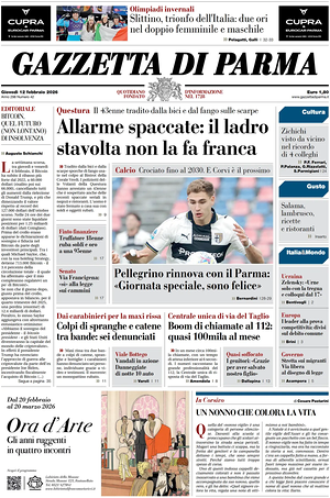 Prima pagina Gazzetta di Parma di oggi - Quotidiano regionale