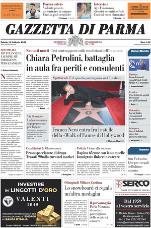 Prima pagina Gazzetta di Parma di oggi - Quotidiano regionale
