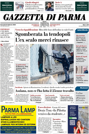 Prima pagina Gazzetta di Parma di oggi - Quotidiano regionale