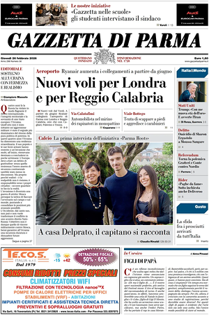 Prima pagina Gazzetta di Parma di oggi - Quotidiano regionale