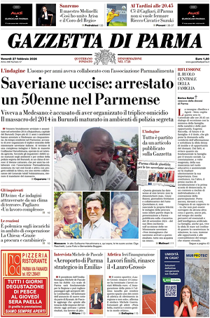 Prima pagina Gazzetta di Parma di oggi - Quotidiano regionale