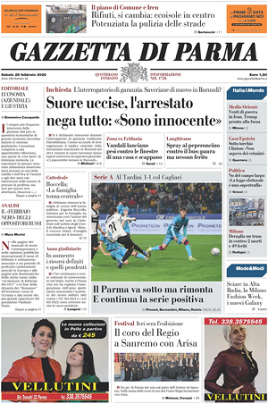 Prima pagina Gazzetta di Parma di oggi - Quotidiano regionale