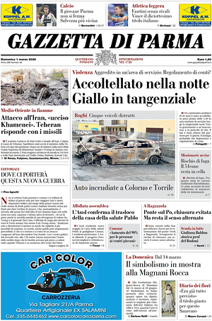 Prima pagina Gazzetta di Parma di oggi - Quotidiano regionale