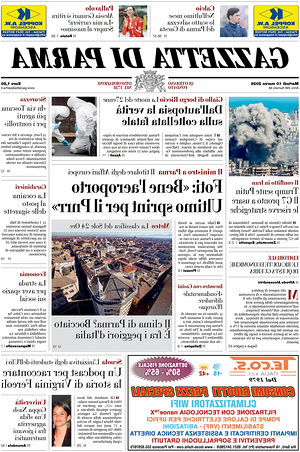 Prima pagina Gazzetta di Parma di oggi - Quotidiano regionale