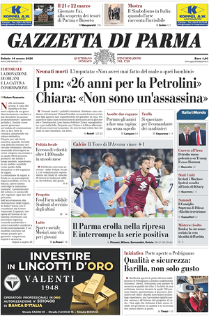 Prima pagina Gazzetta di Parma di oggi - Quotidiano regionale