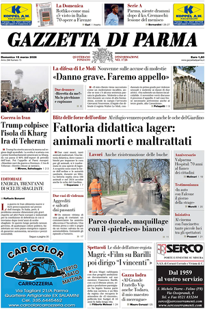 Prima pagina Gazzetta di Parma di oggi - Quotidiano regionale