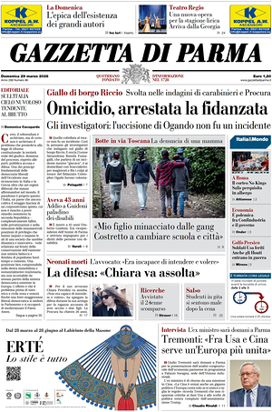 Prima pagina Gazzetta di Parma di oggi - Quotidiano regionale