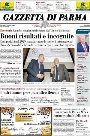 Prima pagina Gazzetta di Parma di oggi - Quotidiano regionale