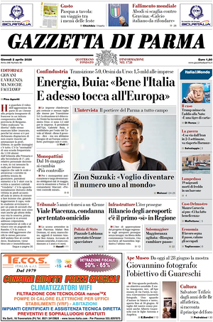 Prima pagina Gazzetta di Parma di oggi - Quotidiano regionale