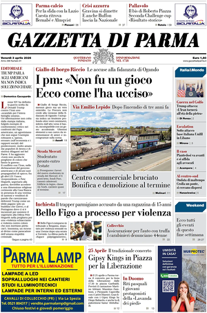 Prima pagina Gazzetta di Parma di oggi - Quotidiano regionale