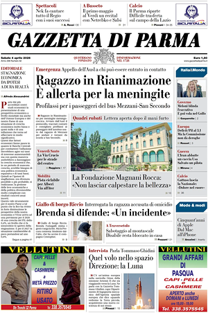 Prima pagina Gazzetta di Parma di oggi - Quotidiano regionale