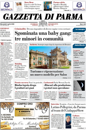 Prima pagina Gazzetta di Parma di oggi - Quotidiano regionale