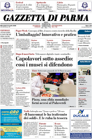 Prima pagina Gazzetta di Parma di oggi - Quotidiano regionale
