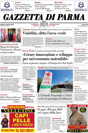 Prima pagina Gazzetta di Parma di oggi - Quotidiano regionale