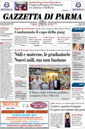 Prima pagina Gazzetta di Parma di oggi - Quotidiano regionale