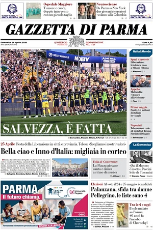 Prima pagina Gazzetta di Parma di oggi - Quotidiano regionale