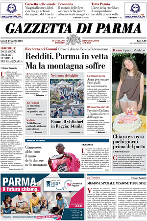 Prima pagina Gazzetta di Parma di oggi - Quotidiano regionale