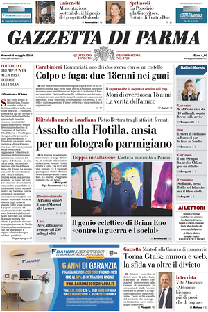 Prima pagina Gazzetta di Parma di oggi - Quotidiano regionale