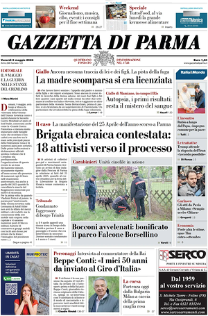 Prima pagina Gazzetta di Parma di oggi - Quotidiano regionale