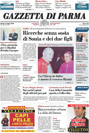 Prima pagina Gazzetta di Parma di oggi - Quotidiano regionale